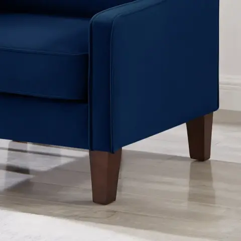 Modern Armchair, Living Room Single Seat Sofa Chair With Wooden Legs, Upholstered Velvet Accent Chair For Living Room, Bedroom,navy 8
