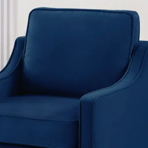 Modern Armchair, Living Room Single Seat Sofa Chair With Wooden Legs, Upholstered Velvet Accent Chair For Living Room, Bedroom,navy 9