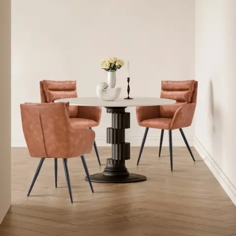 Modern Pu Easy Cleaning Dining Chairs Set Of 2 Handy Comfortable Chairs Living Room Chairs Upholstered Chair With Black Metal Legs For Dining Room 1