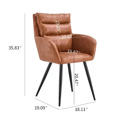 Modern Pu Easy Cleaning Dining Chairs Set Of 2 Handy Comfortable Chairs Living Room Chairs Upholstered Chair With Black Metal Legs For Dining Room 13
