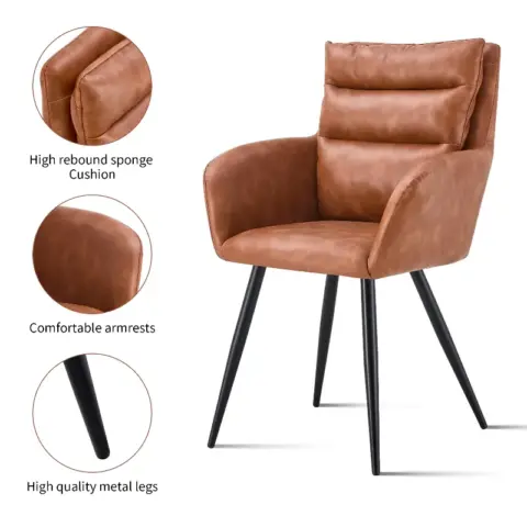 Modern Pu Easy Cleaning Dining Chairs Set Of 2 Handy Comfortable Chairs Living Room Chairs Upholstered Chair With Black Metal Legs For Dining Room 14