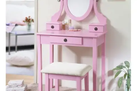 Moniys Wood Moniya Makeup Vanity Table And Stool Set 01