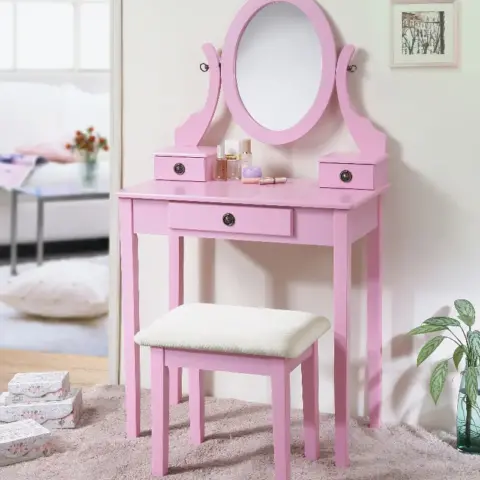 Moniys Wood Moniya Makeup Vanity Table and Stool Set