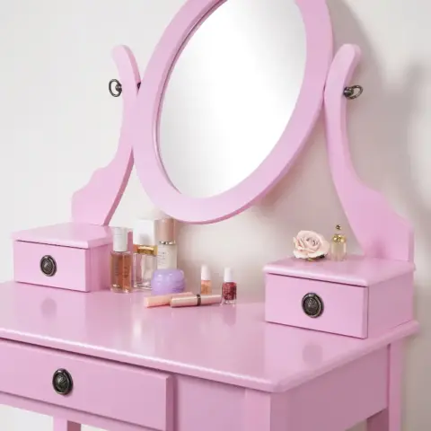 Moniys Wood Moniya Makeup Vanity Table and Stool Set
