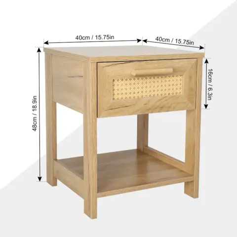 Nightstand Set Of 2, 2 Drawer Dresser For Bedroom, Small Dresser With 2 Drawers And Two Open Storage Shelf, Bedside Furniture, Night Stand, End Table With Rattan Design 1