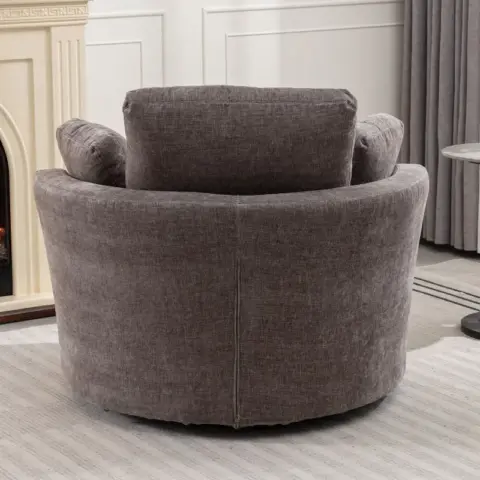 Oversize Round Swivel Chair Cozy Club 360 Degrees Swivel Sofa With 3 Pillows Chenille Fabric For Living Room Lounge Hotel 40.2d X 42.1w X 34.3h Inch 4