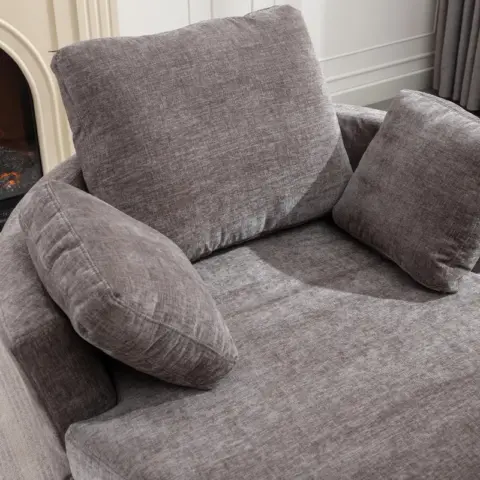 Oversize Round Swivel Chair Cozy Club 360 Degrees Swivel Sofa With 3 Pillows Chenille Fabric For Living Room Lounge Hotel 40.2d X 42.1w X 34.3h Inch 5