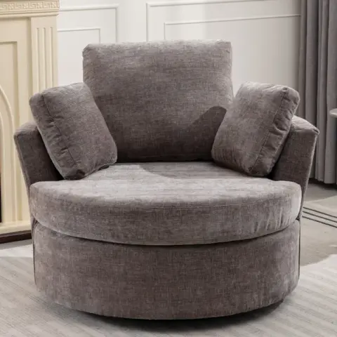 Oversize Round Swivel Chair Cozy Club 360 Degrees Swivel Sofa With 3 Pillows Chenille Fabric For Living Room Lounge Hotel 40.2d X 42.1w X 34.3h Inch 8