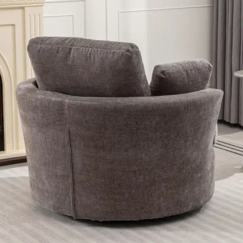 Oversize Round Swivel Chair Cozy Club 360 Degrees Swivel Sofa With 3 Pillows Chenille Fabric For Living Room Lounge Hotel 40.2d X 42.1w X 34.3h Inch 9