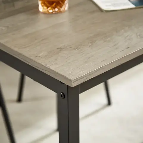 Pub High Dining Table 7 Piece Set, Industrial Style Pub Table, 6 PU Leather Bar Chairs for Kitchen Breakfast Table, Living Room, Bar