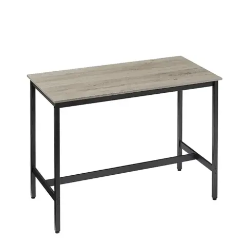 Pub High Dining Table 7 Piece Set, Industrial Style Pub Table, 6 PU Leather Bar Chairs for Kitchen Breakfast Table, Living Room, Bar