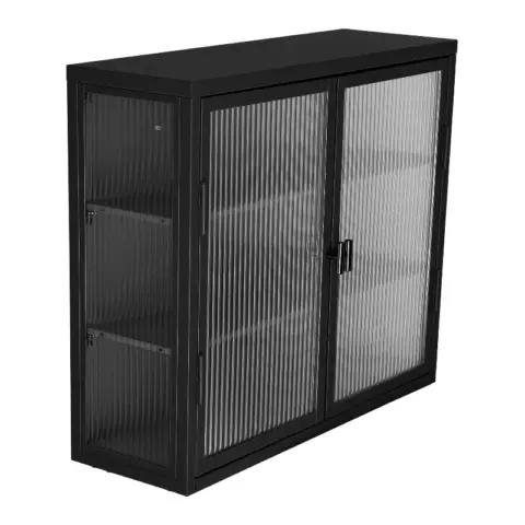 Retro Style Haze Double Glass Door Wall Cabinet With Detachable Shelves For Office, Dining Room,living Room, Kitchen And Bathroom 10