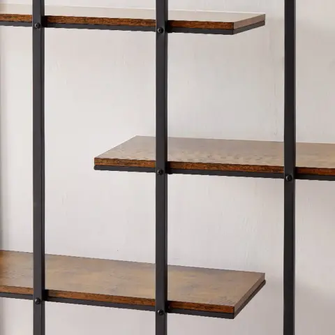 Round 5 Tier Metal Plant Stand Bookcase Storage Rack, Indoor Living Room Terrace Garden Balcony Display Stand. Rustic Brown 1