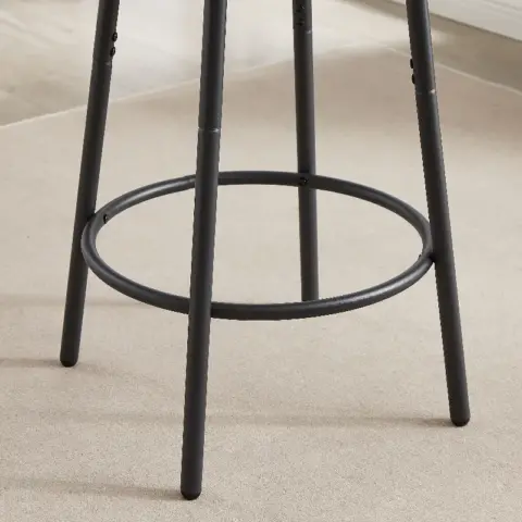 Round Bar Stool Set With Shelf, Upholstered Stool With Backrest, Rustic Brown 14