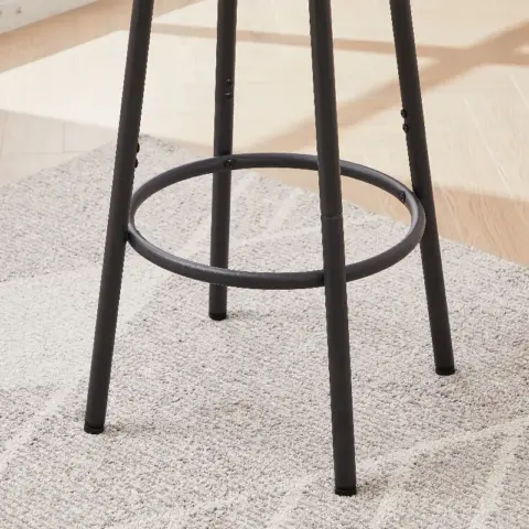 Round Bar Stool Set With Shelf, Upholstered Stool With Backrest, Rustic Brown 16