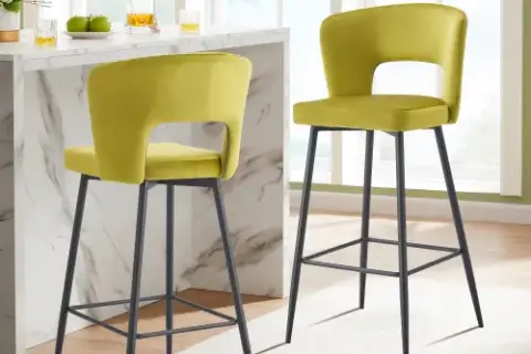 Set Of 2 Cloth Armless Fashion Fabric Stool, Counter Height Modern Velvet Backrest Fabric Bar Chairs,bar Stool Chair For Kitchenbalcony With Black Metal Legs 01