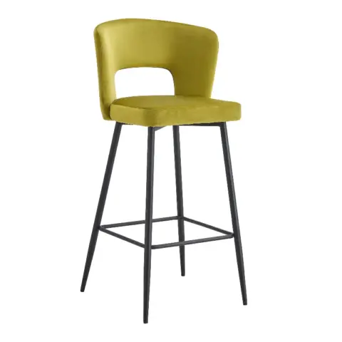 Set Of 2 Cloth Armless Fashion Fabric Stool, Counter Height Modern Velvet Backrest Fabric Bar Chairs,bar Stool Chair For Kitchenbalcony With Black Metal Legs 1
