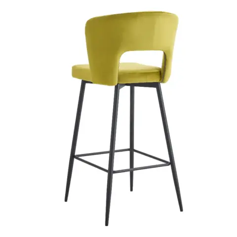 Set Of 2 Cloth Armless Fashion Fabric Stool, Counter Height Modern Velvet Backrest Fabric Bar Chairs,bar Stool Chair For Kitchenbalcony With Black Metal Legs 2