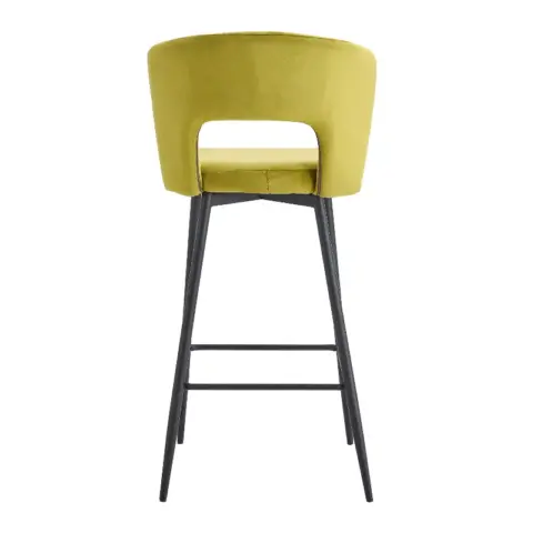 Set Of 2 Cloth Armless Fashion Fabric Stool, Counter Height Modern Velvet Backrest Fabric Bar Chairs,bar Stool Chair For Kitchenbalcony With Black Metal Legs 3