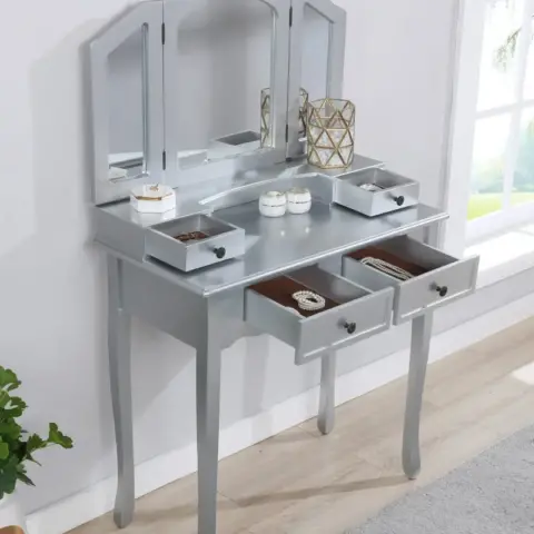 Sanlo Wooden Vanity Make Up Table And Stool Set Dressing Table 1