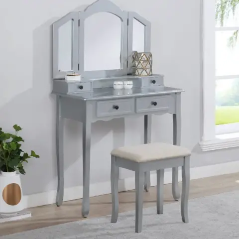 Sanlo Wooden Vanity Make Up Table And Stool Set Dressing Table 2