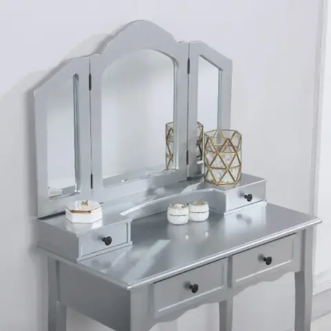 Sanlo Wooden Vanity Make Up Table And Stool Set Dressing Table 5