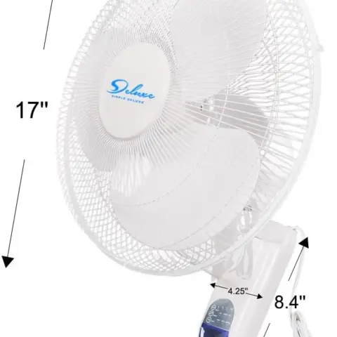 Simple Deluxe 16 Inch Digital Wall Mount Fan with Remote Control 3 Speed-3 Oscillating Modes-72 Inches Power Cord, ETL Certified-White, 16"
