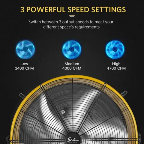 Simple Deluxe 3 Speed Circulation for Industrial, Commercial, Residential, and Shop Use 24 Inch High Velocity Air Movement Heavy Duty Metal Drum Fan