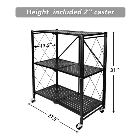 Simple Deluxe 3 Tier Heavy Duty Foldable Metal Rack Storage Shelving Unit With Wheels Moving Easily Organizer Shelves Great For Garage Kitchen 1