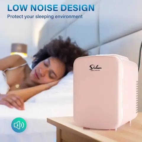 Simple Deluxe Mini Fridge, 4l6 Can Portable Cooler & Warmer Freon Free Small Refrigerator Provide Compact Storage For Skincare, Beverage, Food, Cosmetics, Pink 4