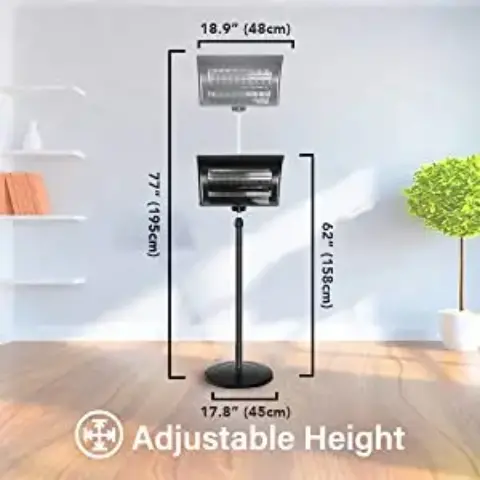 Simple Deluxe Standing Heater Patio Outdoor Balcony, Courtyard With Overheat Protection, 750w1500w, Large 2