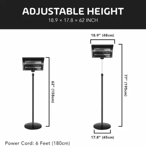 Simple Deluxe Standing Heater Patio Outdoor Balcony, Courtyard With Overheat Protection, 750w1500w, Large 9