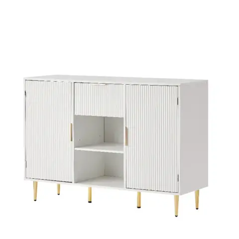 Storage Cabinet Wave Pattern With Drawers Buffets & Sideboards For Living Room, Dining Room, Bedroom , Hall, White, 47.2''w X 15.8''d X 33.5''h 10