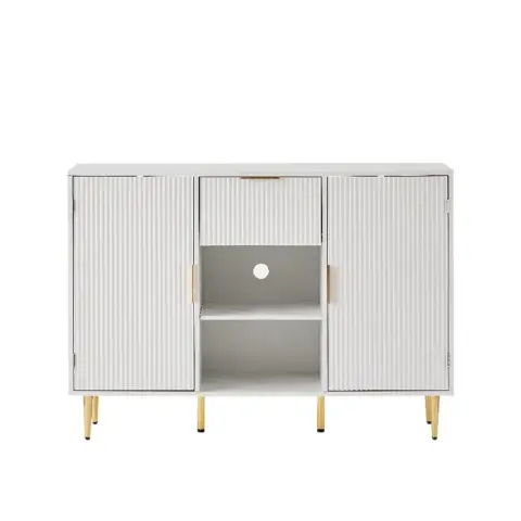 Storage Cabinet Wave Pattern With Drawers Buffets & Sideboards For Living Room, Dining Room, Bedroom , Hall, White, 47.2''w X 15.8''d X 33.5''h 20