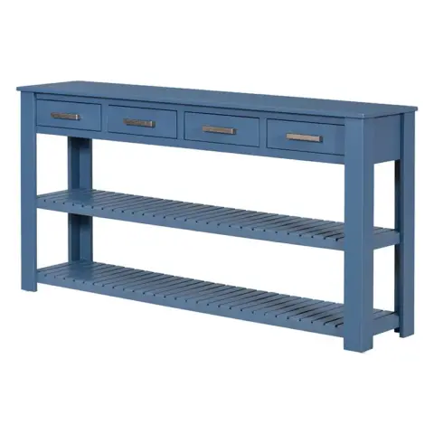 Stylish Entryway Console Table with 4 Drawers and 2 Shelves, Suitable for Entryways, Living Rooms