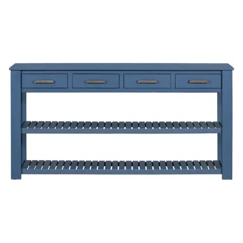 Stylish Entryway Console Table with 4 Drawers and 2 Shelves, Suitable for Entryways, Living Rooms