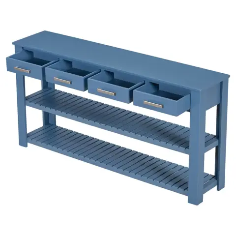 Stylish Entryway Console Table with 4 Drawers and 2 Shelves, Suitable for Entryways, Living Rooms