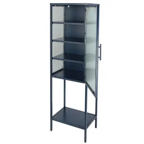 Stylish Tempered Glass High Cabinet With Arched Door Adjustable Shelves And Feet Anti Tip Dust Free Fluted Glass Kitchen Credenza 16