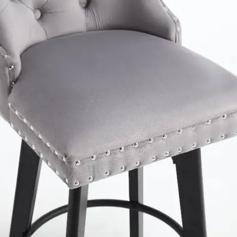 Swivel Bar Stoolsset Of 2 Velvet Barstools Button Tufted Bar Stools Rivet Trim Bar Stools Kitchen Island,bistro,with Metal Pull Ring Sturdy Footrest 11