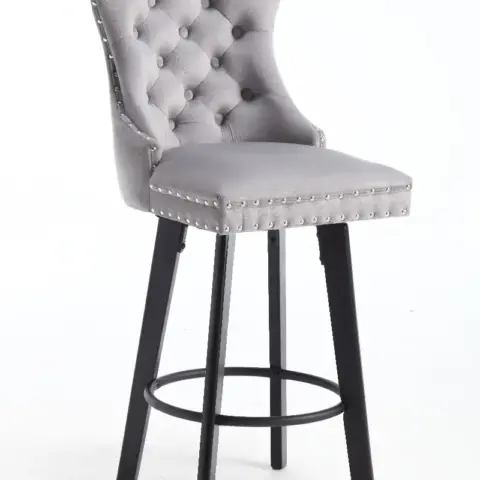 Swivel Bar Stoolsset Of 2 Velvet Barstools Button Tufted Bar Stools Rivet Trim Bar Stools Kitchen Island,bistro,with Metal Pull Ring Sturdy Footrest 4