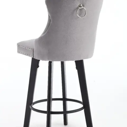 Swivel Bar Stoolsset Of 2 Velvet Barstools Button Tufted Bar Stools Rivet Trim Bar Stools Kitchen Island,bistro,with Metal Pull Ring Sturdy Footrest 5