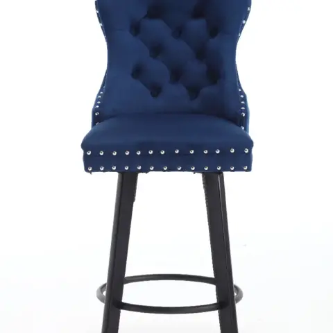 Swivel Bar Stoolsset Of 2 Velvet Barstools Button Tufted Bar Stools Rivet Trim Bar Stools For Kitchen Island,bistro,metal Pull Ring Sturdy Footrest 1