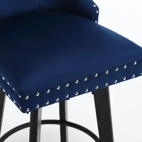Swivel Bar Stoolsset Of 2 Velvet Barstools Button Tufted Bar Stools Rivet Trim Bar Stools For Kitchen Island,bistro,metal Pull Ring Sturdy Footrest 3