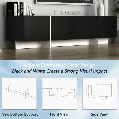 TV Console with Storage Cabinets, Remote Control, APP Control LED TV Stand, Full RGB Color Selection, 31 Modes Changing Lights