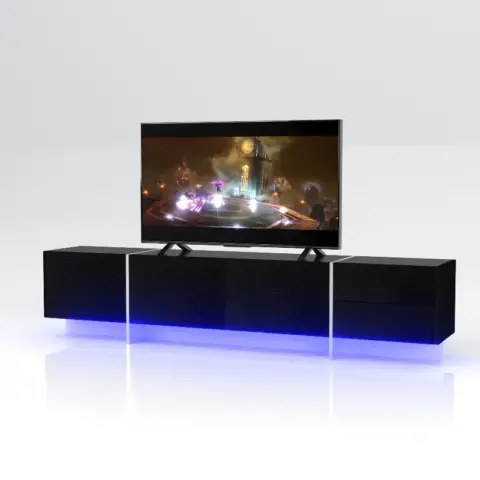 TV Console with Storage Cabinets, Remote Control, APP Control LED TV Stand, Full RGB Color Selection, 31 Modes Changing Lights