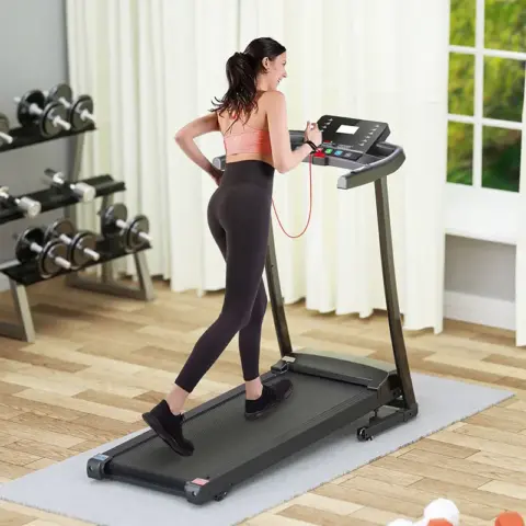 Treadmill - 2.5 HP folding treadmill, easy to move, with 3-speed incline adjustment and 12 preset programs, 3 countdown modes, heart rate, Bluetooth