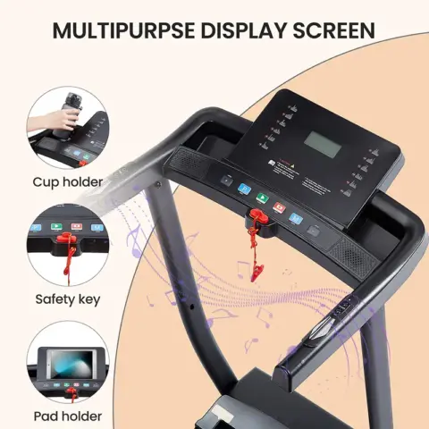 Treadmill - 2.5 HP folding treadmill, easy to move, with 3-speed incline adjustment and 12 preset programs, 3 countdown modes, heart rate, Bluetooth