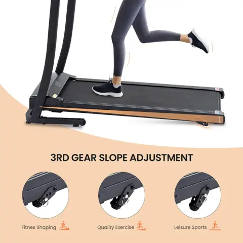 Treadmill - 2.5 HP folding treadmill, easy to move, with 3-speed incline adjustment and 12 preset programs, 3 countdown modes, heart rate, Bluetooth
