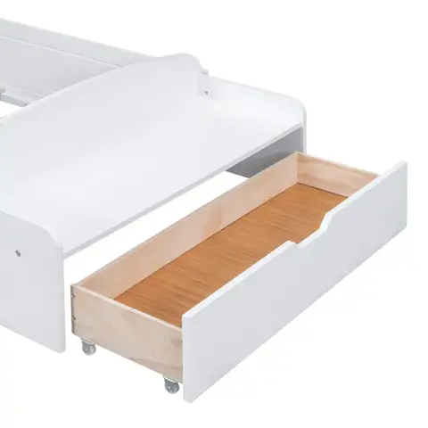 Twin Size House Bed With Bench, Socket And Shelves 1