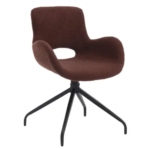 Velvet Upholstered Chair with Metal Legs Modern Accent Without Wheels Home Office Chair Desk Chair Computer Task Chair with Degree Rotating Dark Brown